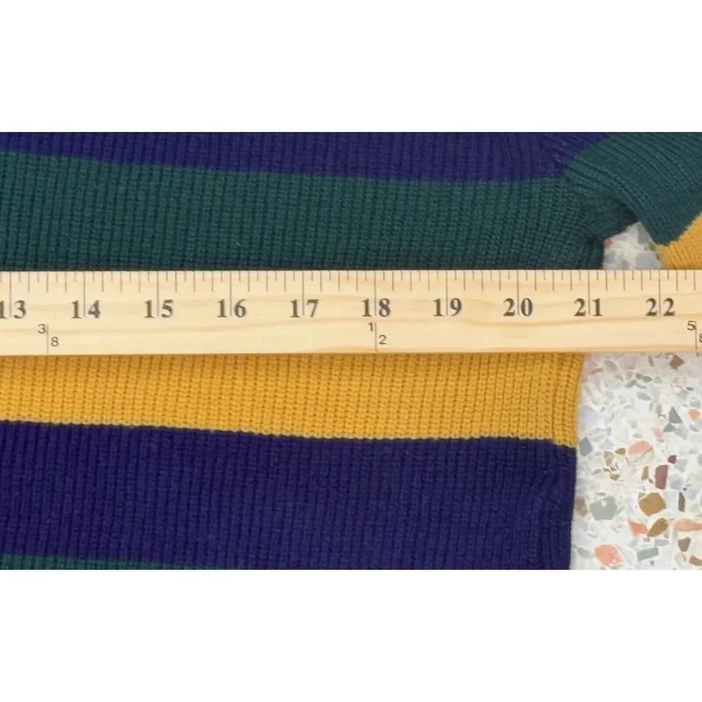The Hecht Co Rare Vtg‎ Men's Striped Made In Italy 1/4 Button Up Sweater Size L
